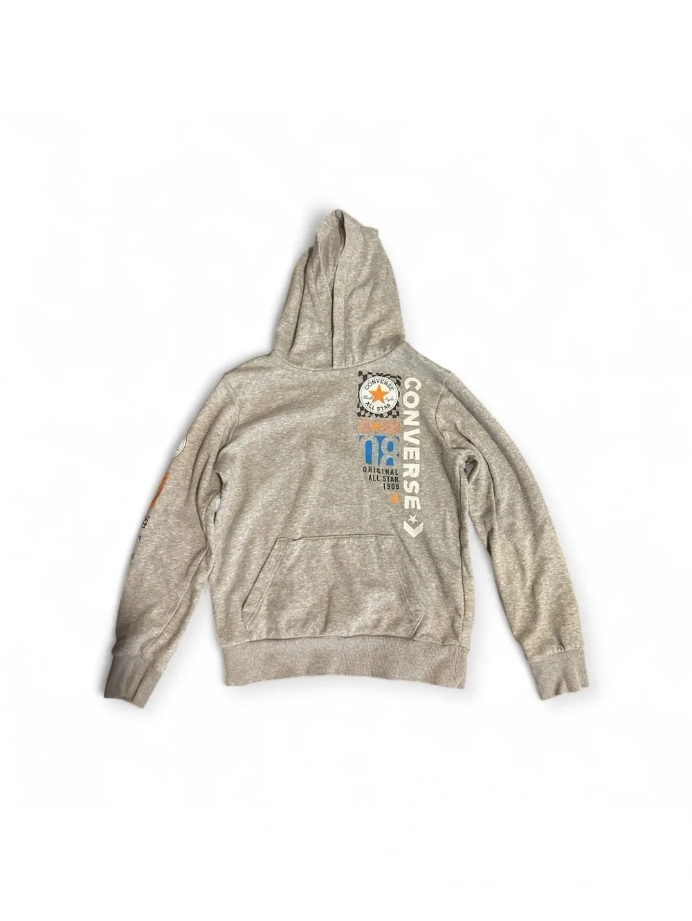 Converse Gray Hoodie with Graphic Print Gray Orange Sweatshirts & Hoodies Size L
